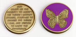 Product: Serenity Prayer Butterfly Rainbow Medallion